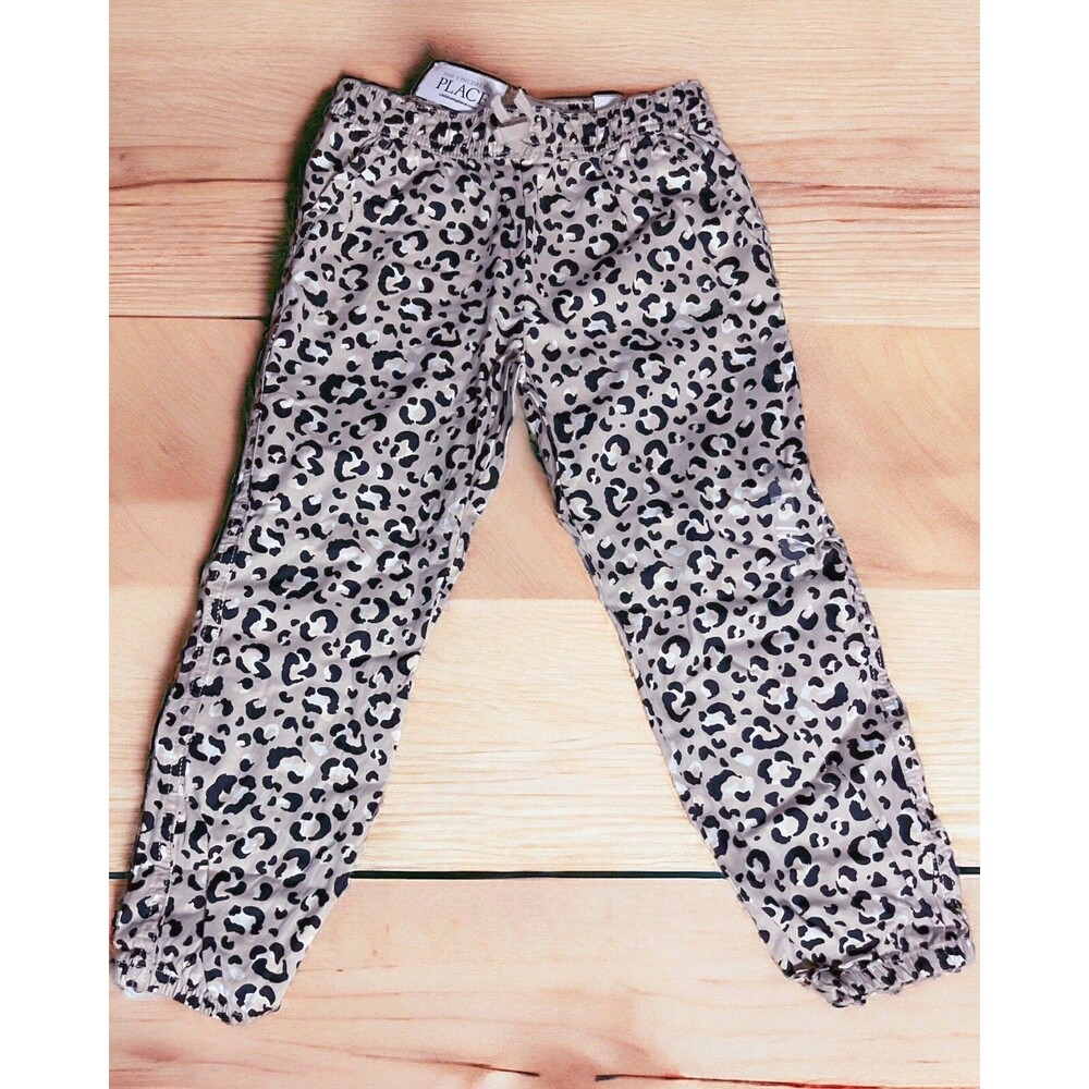 Girls Children’s Place Animal Print Jogger Jean Pants Black Gray Sz 8 NEW